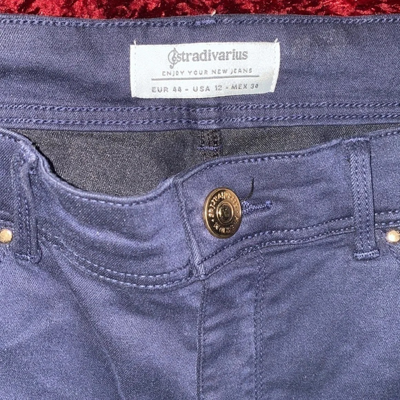 Stradivarius dark blue women’s  denim stretchy jeans Sz 44 - Picture 7 of 14